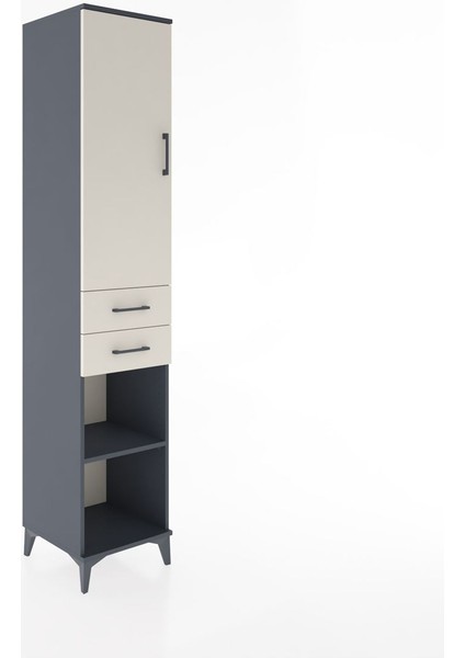 Hyperion Dolap 4 Raflı 2 Çekmeceli Tek Kapaklı 44X44X221 Antrasit-Aytaşı fiyatları