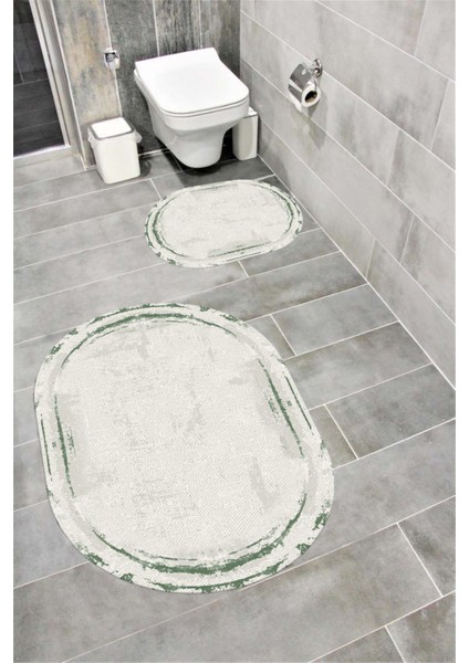 Su Emici Yumuşak Kaymaz Taban Sünger Dolgulu Yıkanabilir Dekoratif Banyo Paspası 1013GRESS Ovl