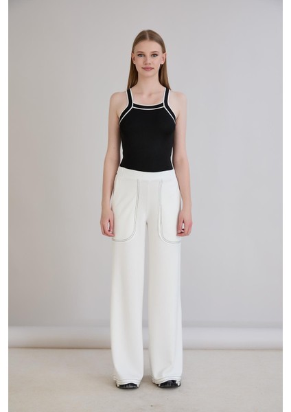 Pis Dikişli Cepli Bol Paça Eşofman Altı Ekru fiyatları