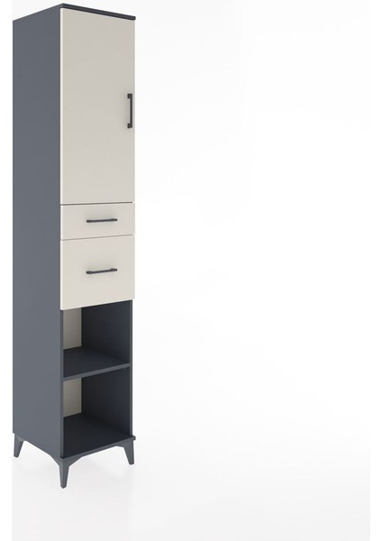 Hyperion Dolap 4 Raflı 2 Çekmeceli Tek Kapaklı 44X44X221 Antrasit-Aytaşı fiyatları