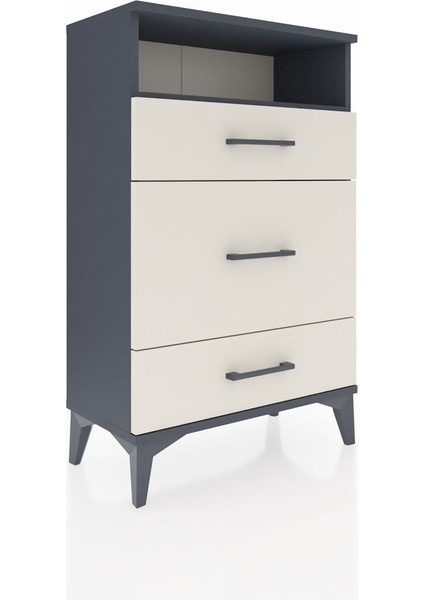 Arges Komodin Tek Raflı 3 Çekmeceli 60X30X96 Antrasit-Aytaşı fiyatları