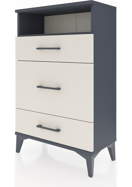 Arges Komodin Tek Raflı 3 Çekmeceli 60X30X96 Antrasit-Aytaşı modelleri