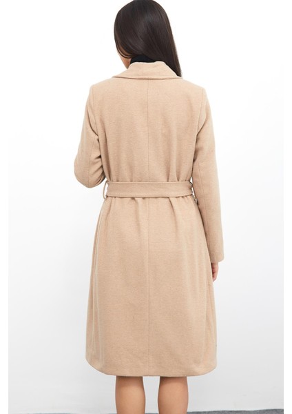 Kemerli Kaşe Kaban M3382 Camel indirimleri