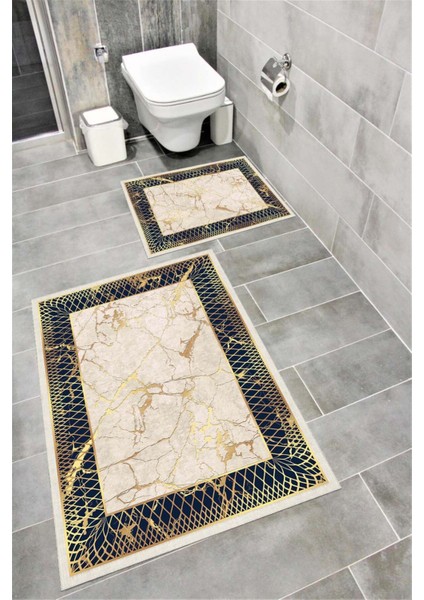 Su Emici Yumuşak Kaymaz Taban Sünger Dolgulu Yıkanabilir Dekoratif Banyo Paspası TAKIMI-1169