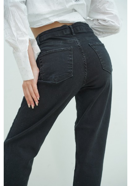 Füme Likralı Mom Pantolon modelleri