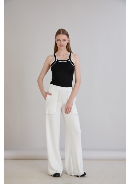 Pis Dikişli Cepli Bol Paça Eşofman Altı Ekru modelleri
