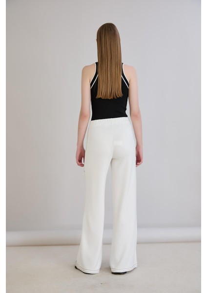 Pis Dikişli Cepli Bol Paça Eşofman Altı Ekru