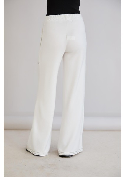 Pis Dikişli Cepli Bol Paça Eşofman Altı Ekru