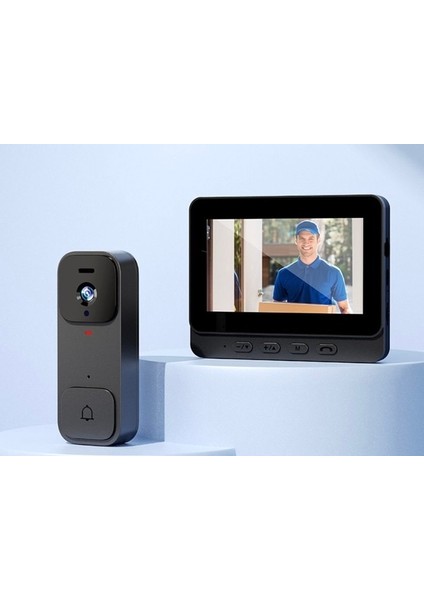 Kablosuz Akıllı Video Kapı Zili, Kamera ile Chime Ekran Kablosuz Interkom Video Monitör Algılama Ev Için