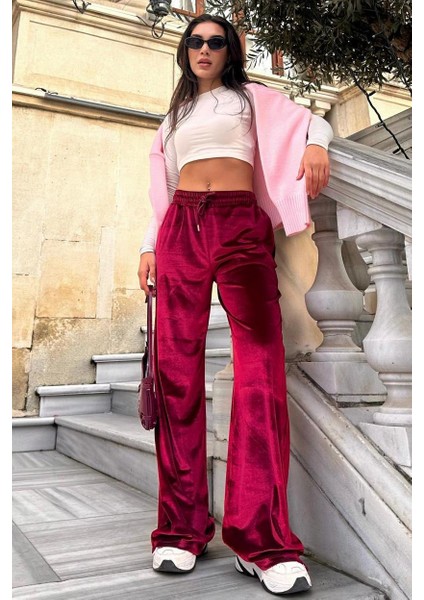 Bordo Bol Paça Kadife Pantolon MG2283 modelleri