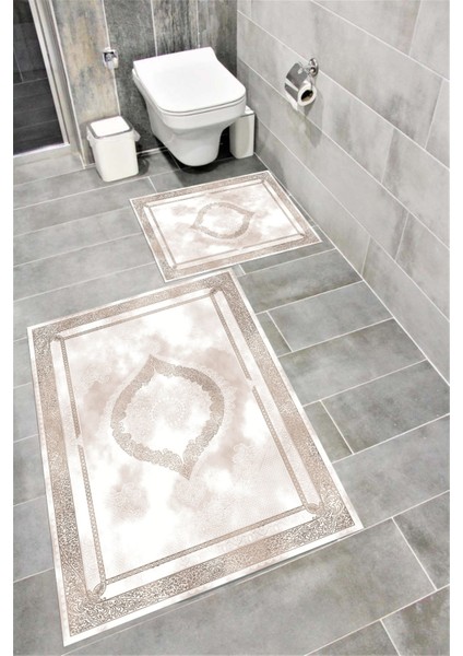 Su Emici Yumuşak Kaymaz Taban Sünger Dolgulu Yıkanabilir Dekoratif Banyo Paspası 1065