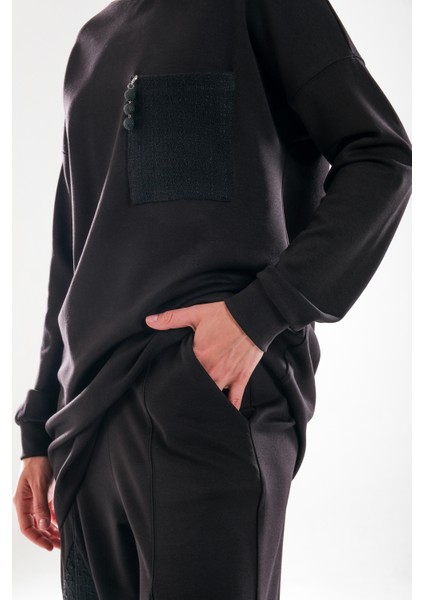 2289_KADIN Tüvit Garni, Bisiklet Yaka Tesettür Tunik Şalvar Takım –cepli, Aksesuarlı, Harem Pantolon indirimleri