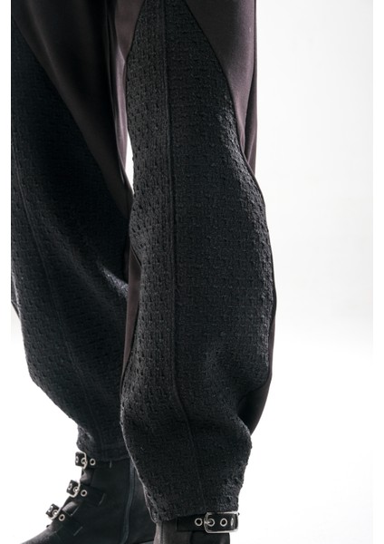 2289_KADIN Tüvit Garni, Bisiklet Yaka Tesettür Tunik Şalvar Takım –cepli, Aksesuarlı, Harem Pantolon