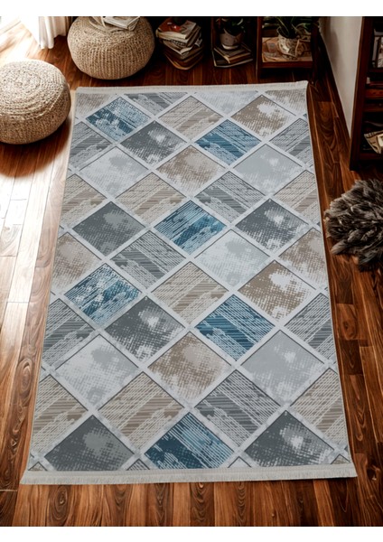 Gri Mavi Kahve Saçaklı Kaymaz Taban Yıkanabilir Kesme Yolluk Salon Mutfak Oturma Odası Halı modelleri