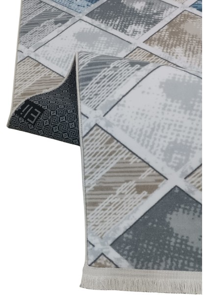 Gri Mavi Kahve Saçaklı Kaymaz Taban Yıkanabilir Kesme Yolluk Salon Mutfak Oturma Odası Halı indirimleri