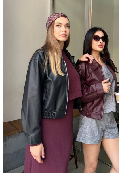 Kadın Siyah Suni Deri Ceket – Oversize fırsatları