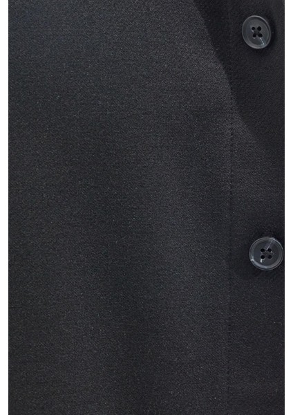 Erkek Relax Fit Rahat Kesim Uzun Kollu Düz Örme Kumaş Yandan Yırtmaçlı Siyah Gömlek