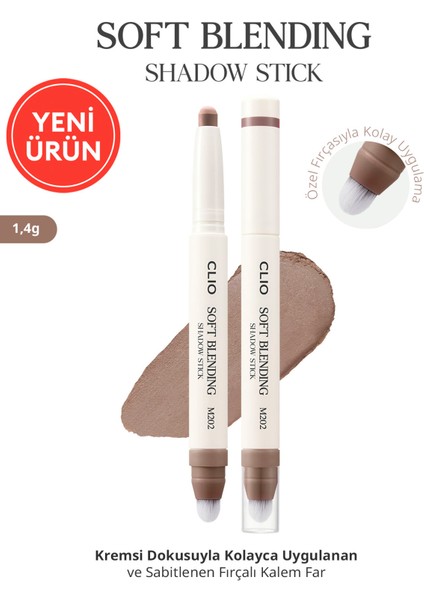 Kremsi, Kolayca Uygulanan ve Sabitlenen Fırçalı Kalem Far Soft Blending Shadow Stick (M202)