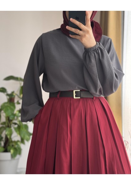 Balon Kol Gömlek-Antrasit