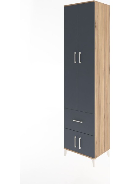 Hyperion Dolap 5 Raflı Tek Çekmeceli 4 Kapaklı 60X44X243 Çam-Antrasit modelleri