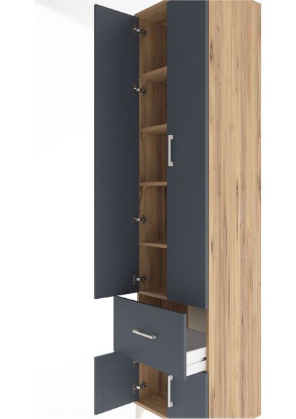 Hyperion Dolap 5 Raflı Tek Çekmeceli 4 Kapaklı 60X44X243 Çam-Antrasit indirimleri