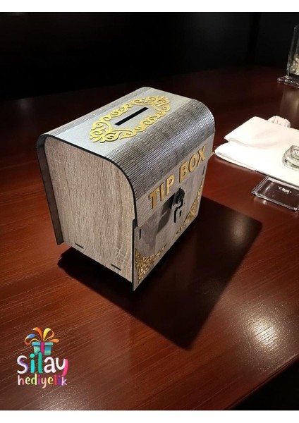 Sly- Ahşap Aynalı Pleksili Tip Box Kumbara Ve Bahşiş Kutusu Tipbox
