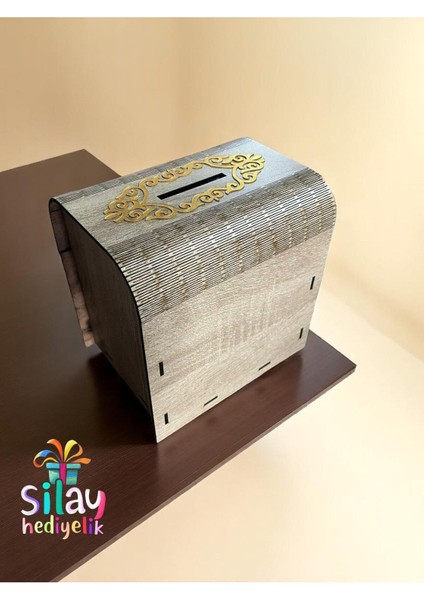 Sly- Ahşap Aynalı Pleksili Tip Box Kumbara Ve Bahşiş Kutusu Tipbox