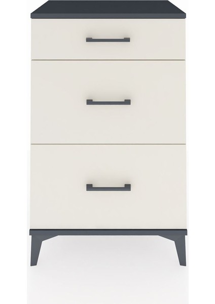 Hyperion Komodin 3 Çekmeceli 60X44X96 Antrasit-Aytaşı