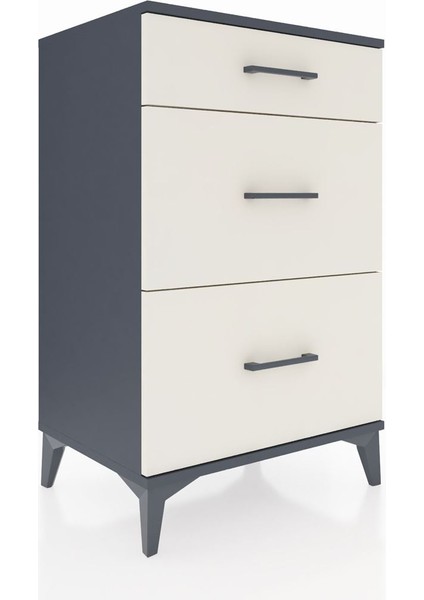 Hyperion Komodin 3 Çekmeceli 60X44X96 Antrasit-Aytaşı fiyatları