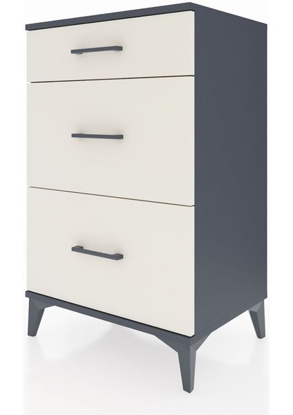Hyperion Komodin 3 Çekmeceli 60X44X96 Antrasit-Aytaşı modelleri