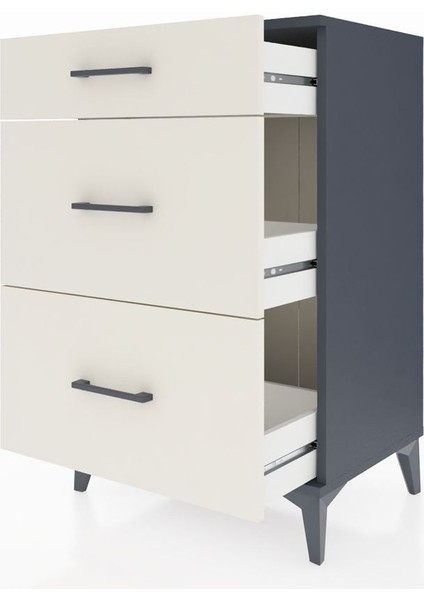 Hyperion Komodin 3 Çekmeceli 60X44X96 Antrasit-Aytaşı fırsatları