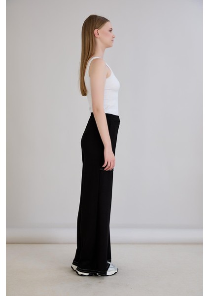 Pis Dikişli Cepli Bol Paça Eşofman Altı Siyah fırsatları