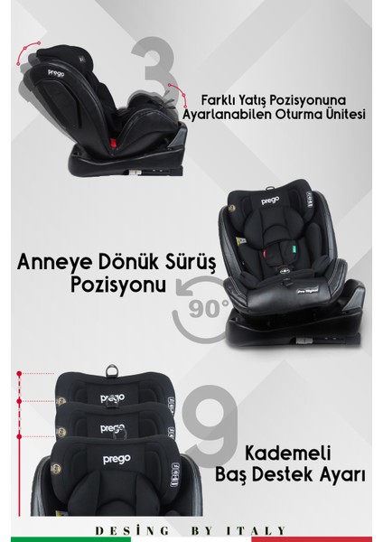 Profix Pro 360 Derece Dönebilen 0-36 kg Isofixli Oto Koltuğu fırsatları