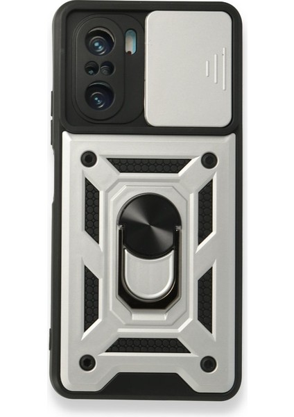 Poco F3 Kılıf Kamera Koruma Sürgülü Şık Pars Tank Sert Silikon Kapak