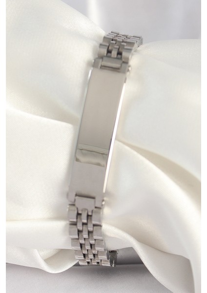 316L Çelik Gümüş Renk Zincir Künye Model Erkek Bileklik