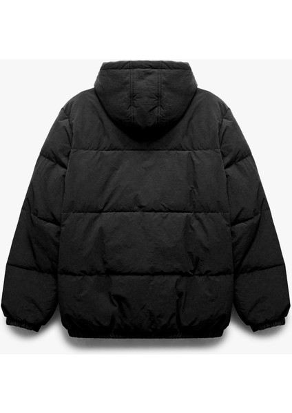 Uzun Kollu Cep Detaylı Fermuarlı Kapşonlu Şişme Mont fırsatları