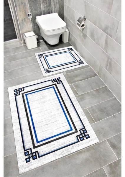 Su Emici Yumuşak Kaymaz Taban Sünger Dolgulu Yıkanabilir Dekoratif Banyo Paspası Takımı 1220