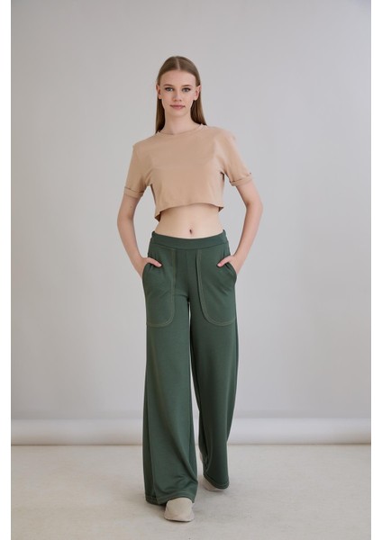 Pis Dikişli Cepli Bol Paça Eşofman Altı Haki fırsatları