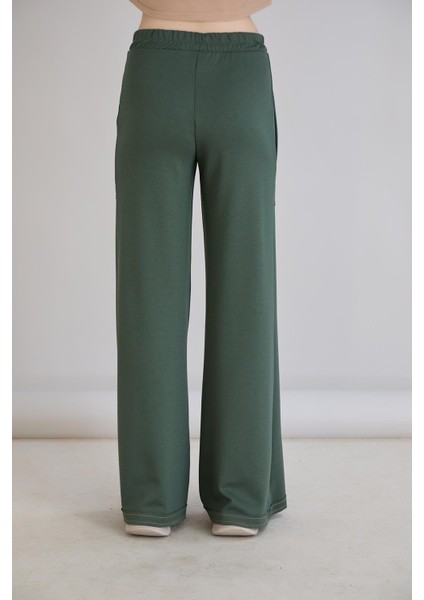 Pis Dikişli Cepli Bol Paça Eşofman Altı Haki