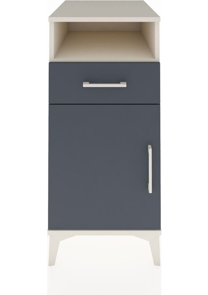 Kronos Komodin 2 Raflı Tek Çekmeceli Tek Kapaklı 44X59X96 Aytaşı-Antrasit