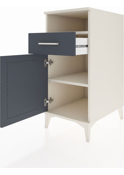 Kronos Komodin 2 Raflı Tek Çekmeceli Tek Kapaklı 44X59X96 Aytaşı-Antrasit fırsatları