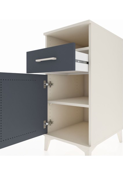 Kronos Komodin 2 Raflı Tek Çekmeceli Tek Kapaklı 44X59X96 Aytaşı-Antrasit indirimleri