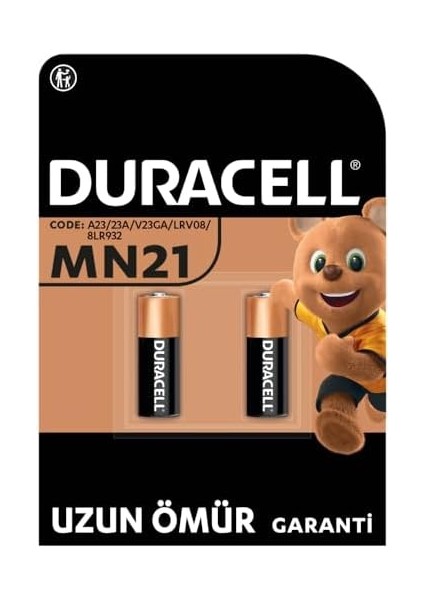 MN21 Özel Alkalin Pil (2 Li Paket) 12V (A23 / 23A / V23GA / LRV08 / 8LR932) - Uzun Kullanım Ömrü Garantili - Kablosuz Kapı Zillerinde Kullanım - 5 Yıl Depolama Ömrü Garantisi - Sızıntı Önleme modelleri