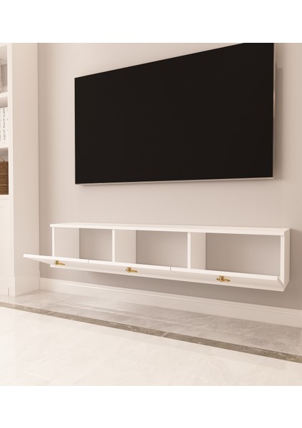 Max Tv Ünitesi Duvara Monte | Beyaz - Beyaz