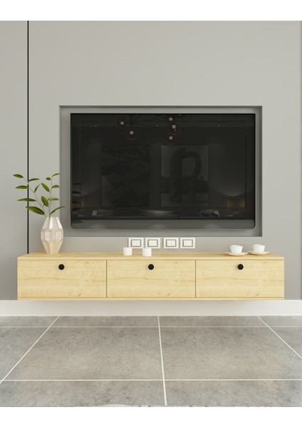 Miralay Tv Ünitesi Duvara Monte | Safir Meşe - Safir Meşe