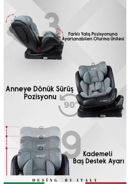 Profix Pro 360 Derece Dönebilen 0-36 kg Isofixli Oto Koltuğu fırsatları