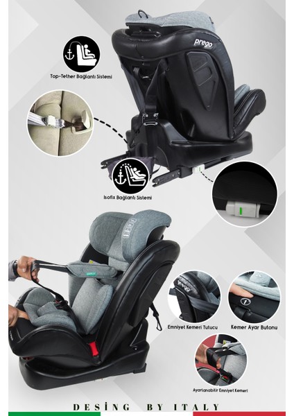 Profix Pro 360 Derece Dönebilen 0-36 kg Isofixli Oto Koltuğu