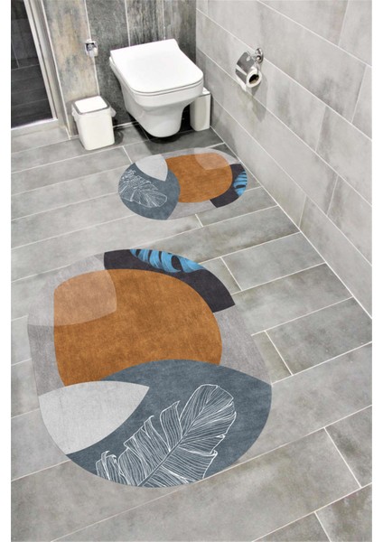 Su Emici Yumuşak Kaymaz Taban Sünger Dolgulu Yıkanabilir Dekoratif Banyo Paspası TAKIMI-1135