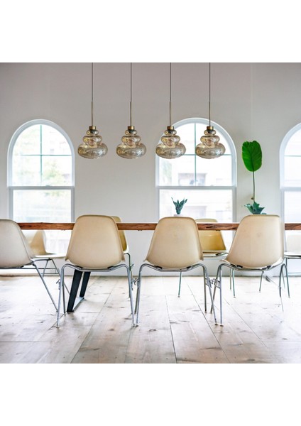 Lily Dörtlü Cam Bal Rengi Metal Çubuk Avize Ince Eskitme Başlık Retro Sarkıt Lamba Salon Aydınlatma modelleri