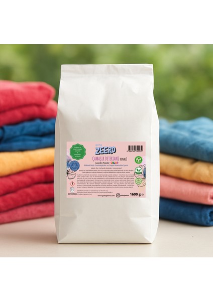 Renkli Çamaşırlar Için Doğal Konsantre Çamaşır Deterjanı - Bitkisel & Mineral Kaynaklı - 40 Yıkama - 1.6 kg